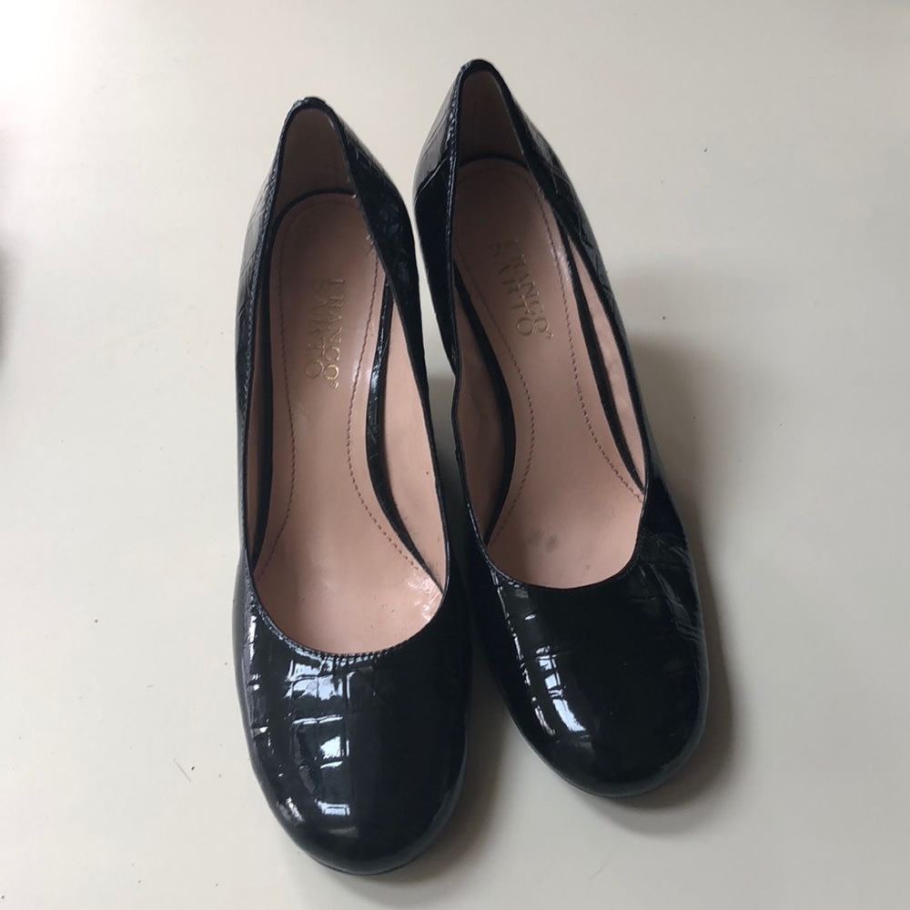 Franco Sarto black patent wedge